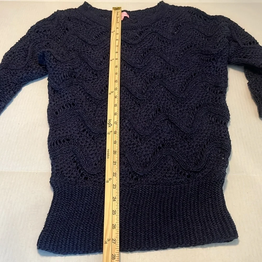 Lilly Pulitzer Navy Larissa Crochet Knit Sweater Size XS/S - Picture 6 of 12